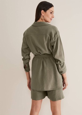 Phase Eight Leonar Co-Ord Shacket Coats Khaki USA | 3728650-LF